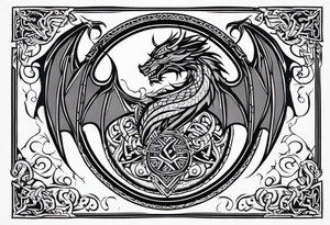 Viking valhalla sword shield dragon tattoo idea