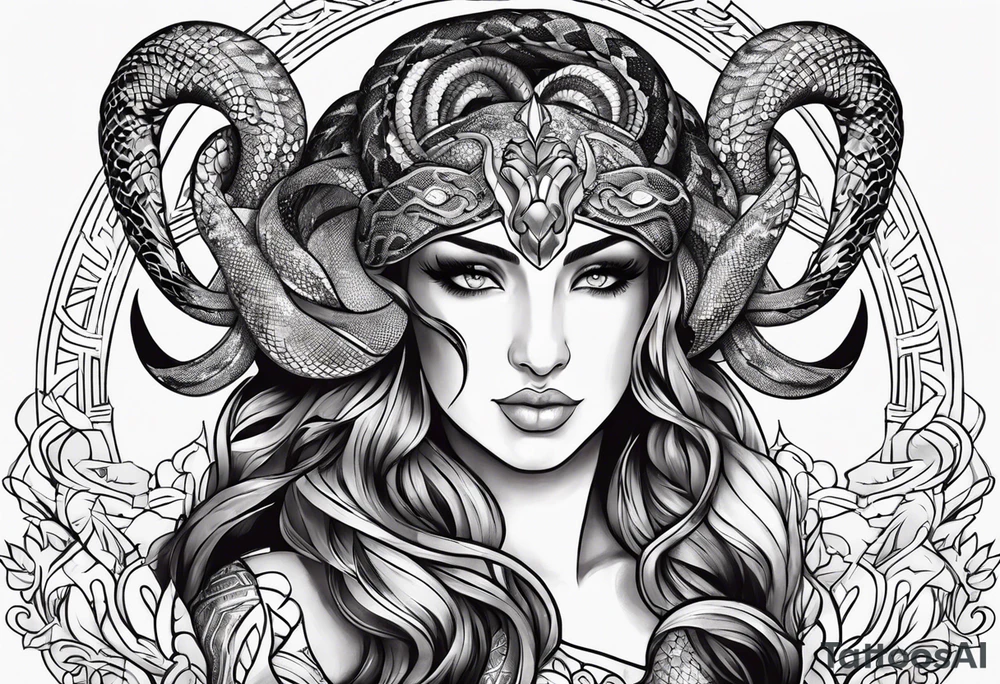 aries with snake on fire tattoo idea