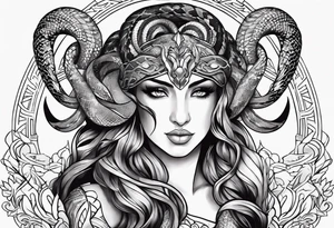 aries with snake on fire tattoo idea