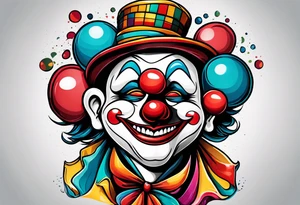 clown split face happy sad tattoo idea