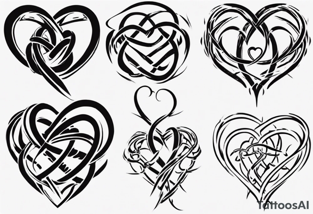 Prime knot 6,1 as entangled hearts, but very simple tattoo idea