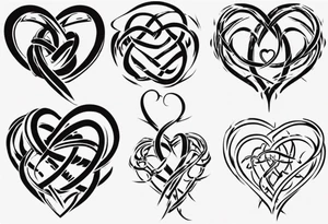 Prime knot 6,1 as entangled hearts, but very simple tattoo idea