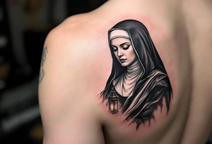 nun with lantern tattoo idea