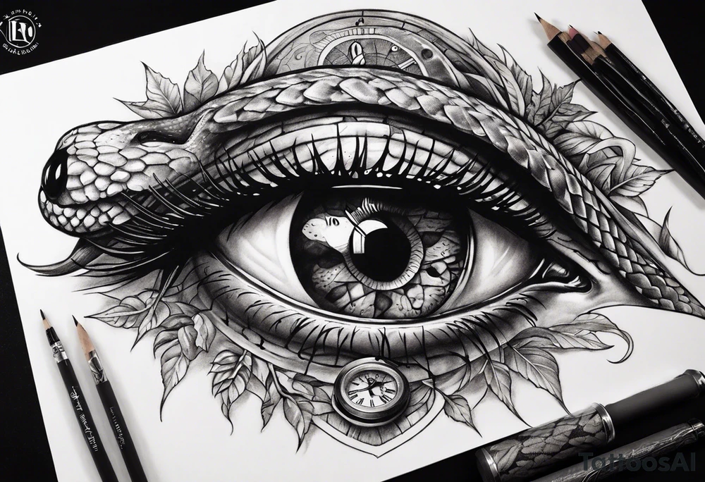human eye wrapped around snake and pupil is a clock tattoo idea human eye wrapped around snake and pupil is a clock tattoo idea