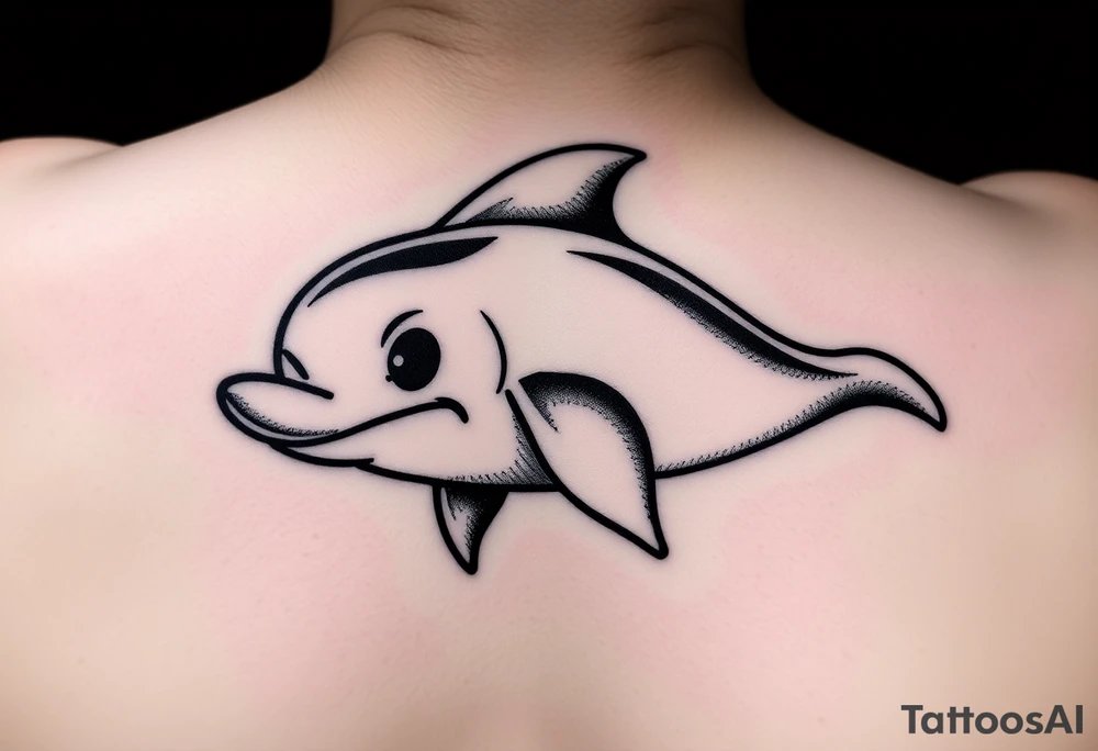 Cartoon dolphin with a mischievous face tattoo idea