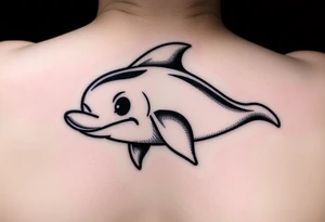Cartoon dolphin with a mischievous face tattoo idea