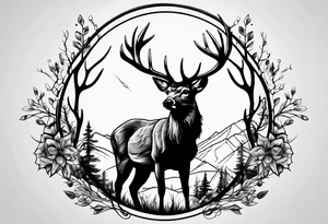 bow and arrow hunting deer tattoo idea