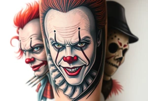 Pennywise, Freddy Krueger, Michael Meyers, jason voorhees, and chucky tattoo idea