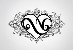 Infinity  with the letter N and J end each end with a heart tattoo idea