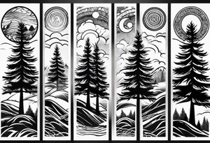 5 pine tree family tattoo idea