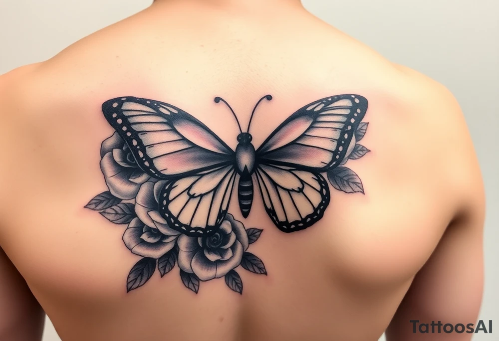 Butterfly,roses, and qoutes tattoo idea