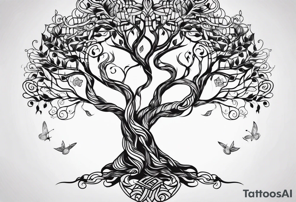 tree of life spiritual branches are sanskrit tattoo idea