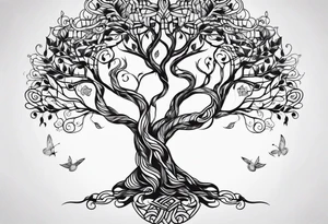 tree of life spiritual branches are sanskrit tattoo idea