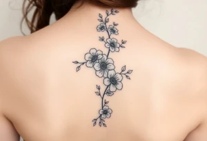 A spine tattoo a flower vine with a birth flowers according to these months in order June November July August April June April tattoo idea
