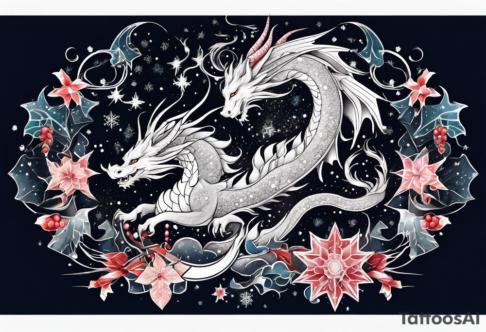 Constellation, dragon, snowflake tattoo idea