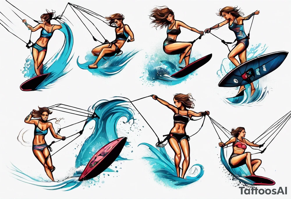 Woman doing Kitesurfing something cool tattoo idea