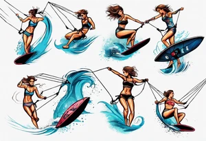 Woman doing Kitesurfing something cool tattoo idea