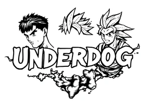the word underdog in a with 3 anime characters
Ippo and Naruto and son Goku tattoo idea