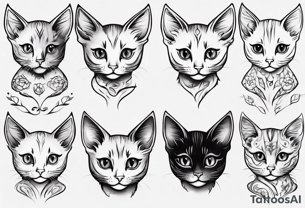 a kitten with cute eyes tattoo idea