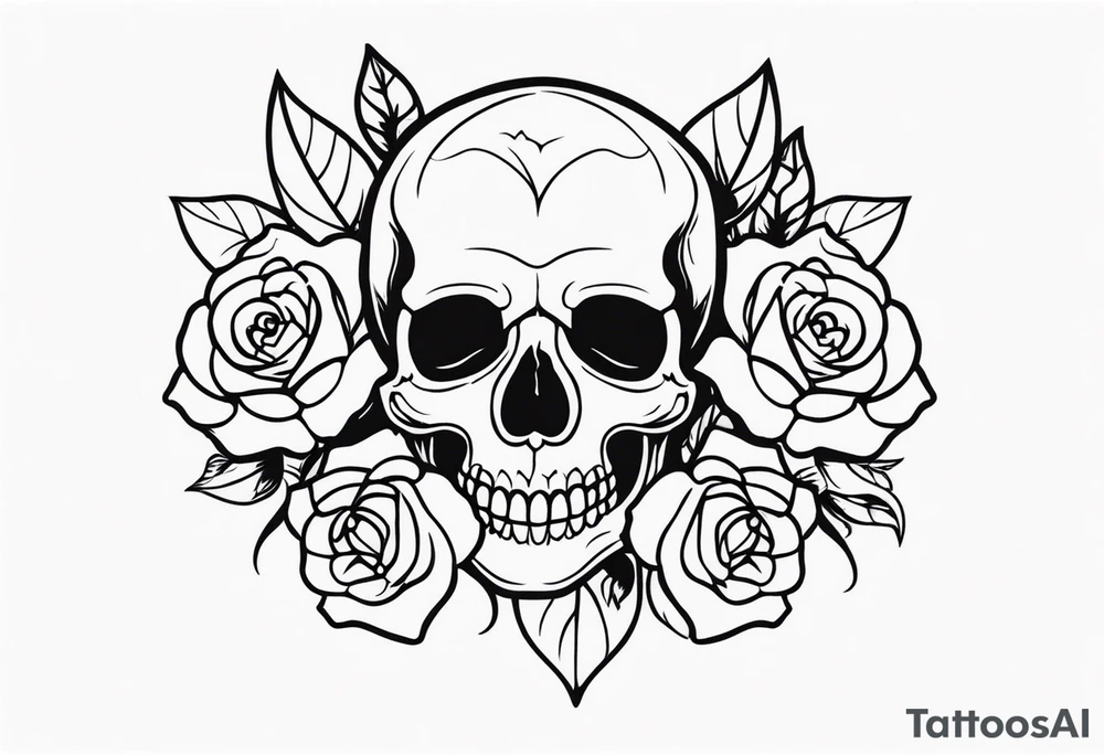 skull and roses tattoo idea