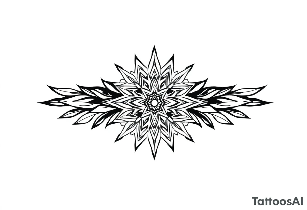 spiritual bold line feather indian mandala shaman tattoo idea