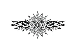 spiritual bold line feather indian mandala shaman tattoo idea