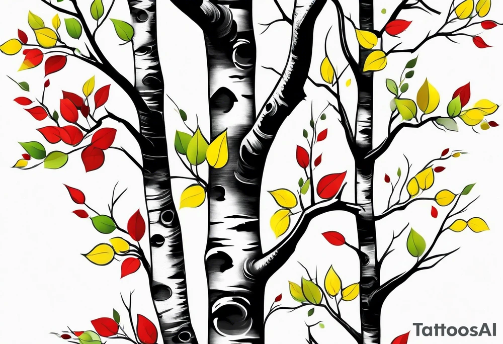 birch tree
with yellow, green and red colours tattoo idea birch tree
with yellow, green and red colours tattoo idea