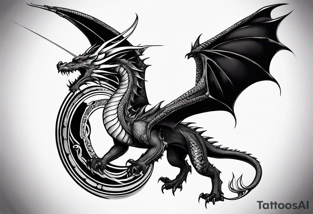 dragon with hieroglyphics tattoo idea