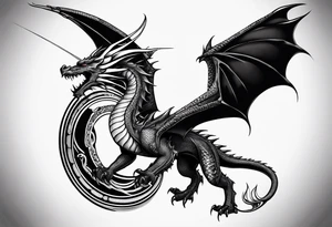 dragon with hieroglyphics tattoo idea