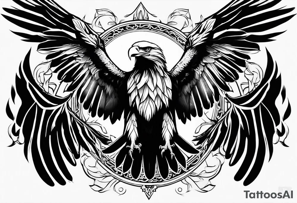 tattoo featuring an eagle, aggressive, possibly incorporate Irish imagery tattoo idea