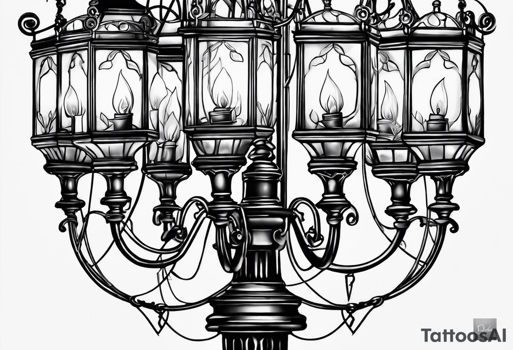 Street lamp whole thing no background tattoo idea