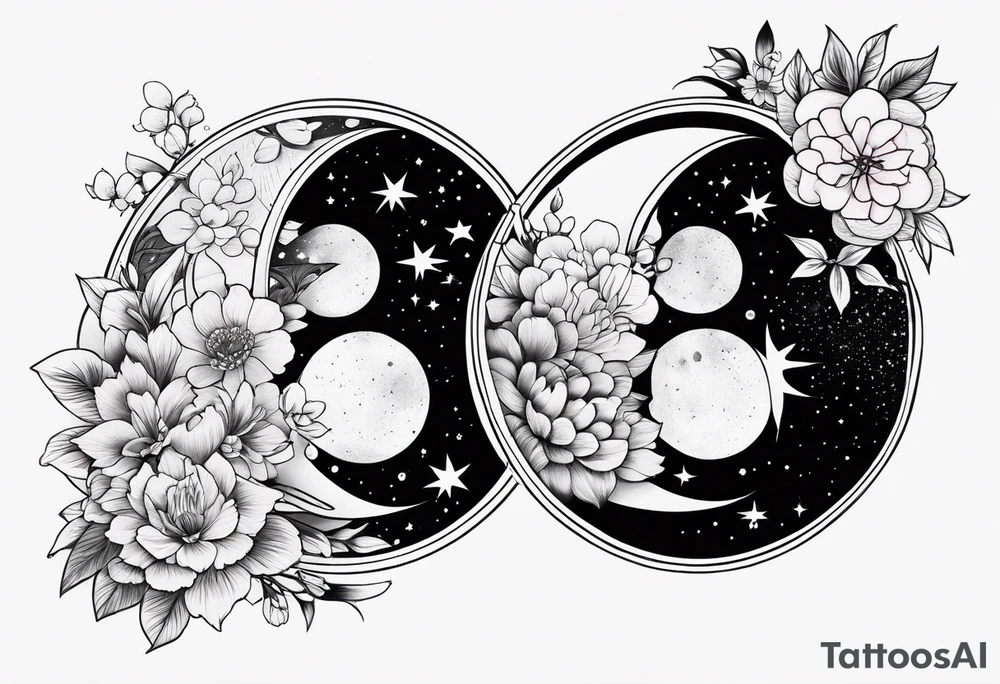 tattoo with names Mina and Han inspired with galaxy tattoo idea