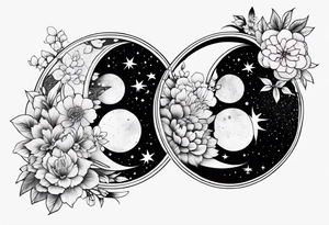 tattoo with names Mina and Han inspired with galaxy tattoo idea
