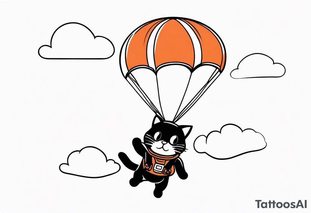 a cat going skydiving tattoo idea