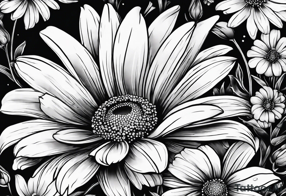 Book with daisies tattoo idea