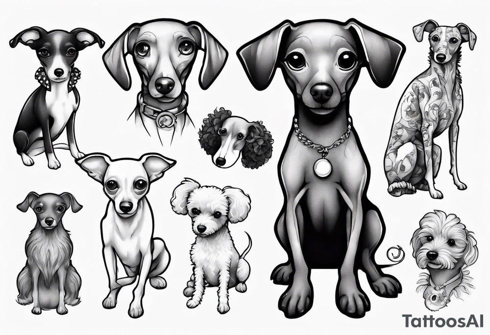 Italian greyhound and poodle tattoo idea