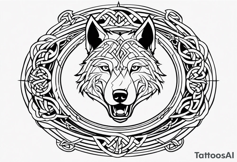 Sode view Angry celtic wolf tattoo idea