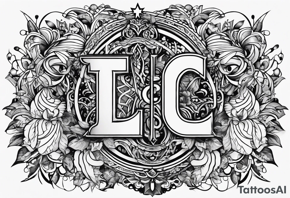 small fine line art with the letters L and C tattoo idea