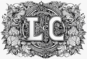 small fine line art with the letters L and C tattoo idea