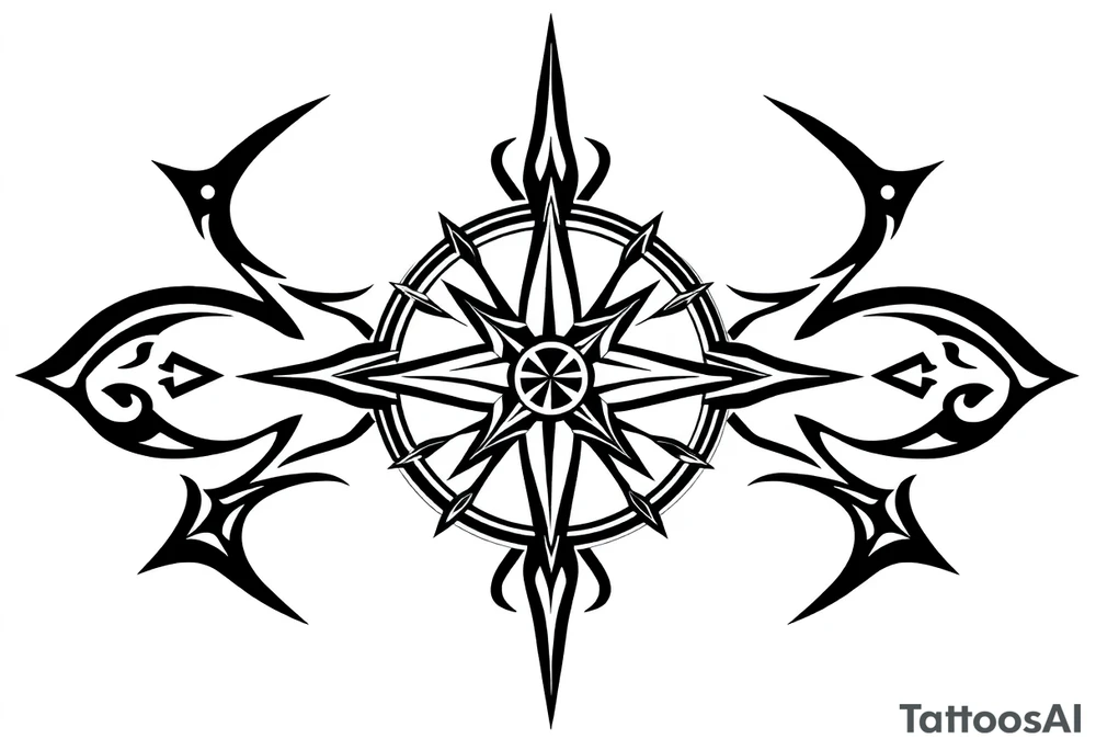 Simple Double layered compass rose tattoo idea