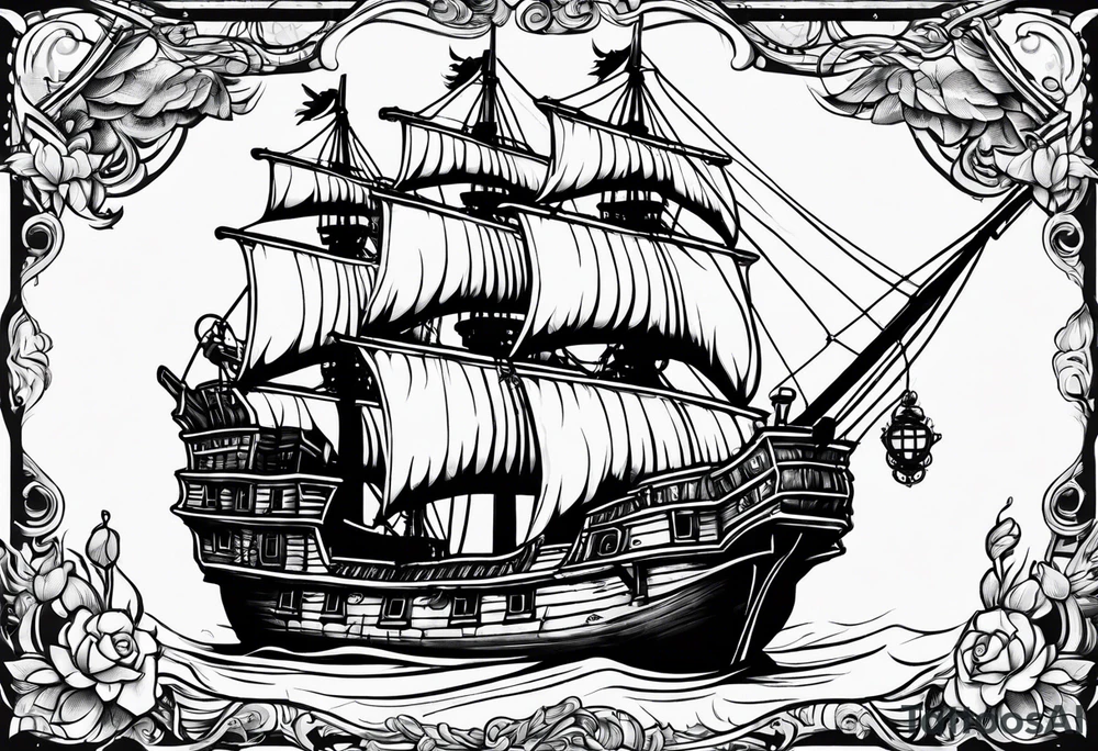 pirate ship tattoo idea