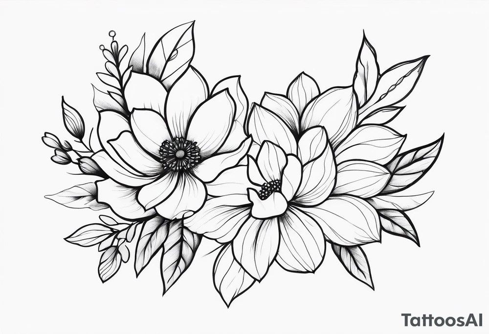 Pretty ,feminine flowers tattoo idea
