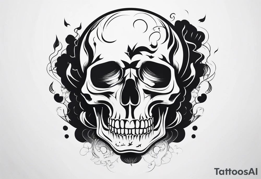 skull with smoke around it tattoo idea