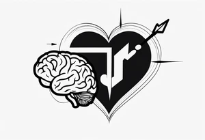 Picture of a heart and brain with an arrow pointing down tattoo idea