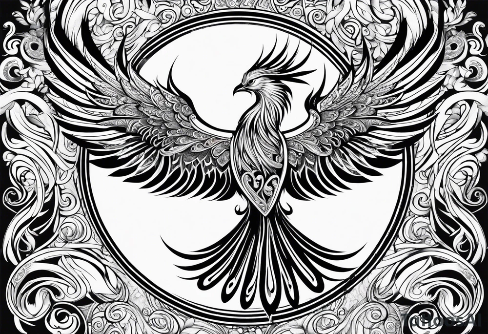 Japanese Phoenix with Maori Koru tattoo idea