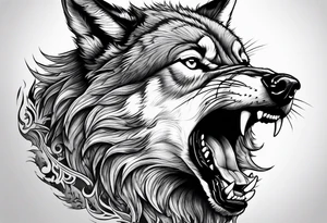 a wolf snarling tattoo idea