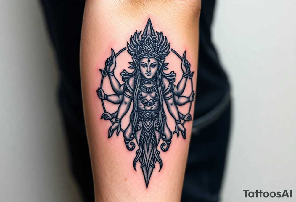 hindu god tattoo that shows strength and is trippy tattoo idea