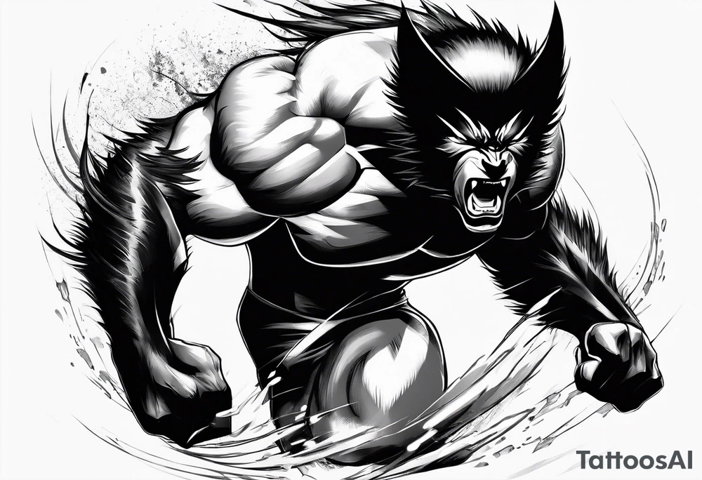 Wolverine animal runnig tattoo idea