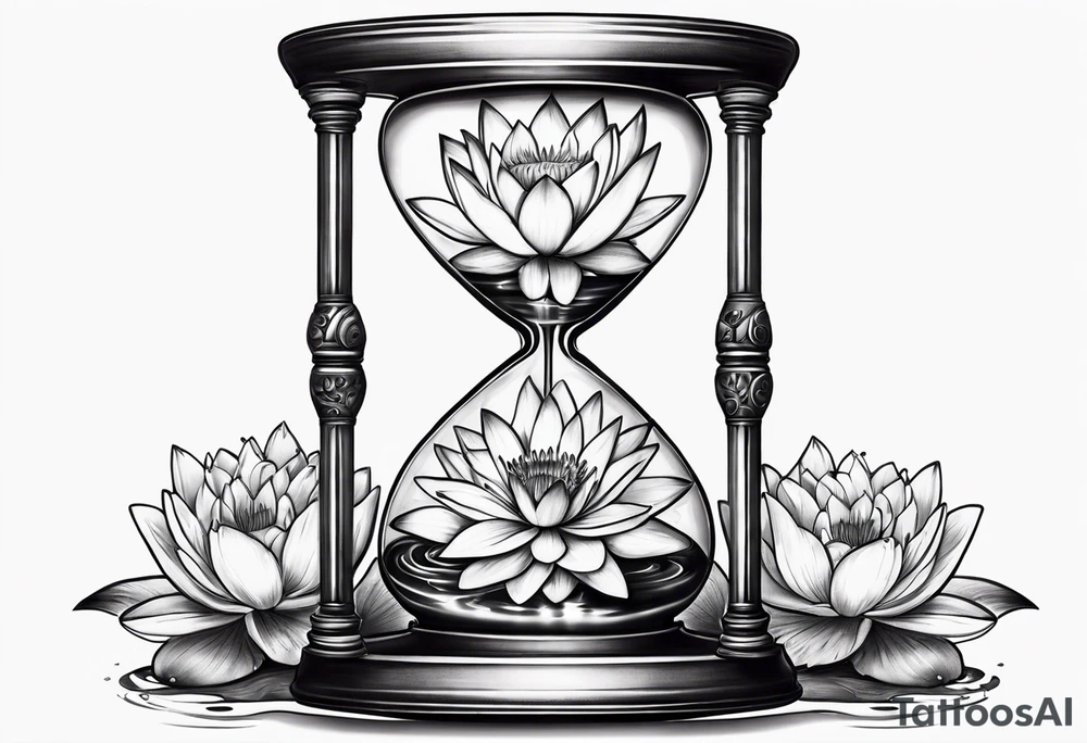 Hourglass with water lilly. tattoo idea