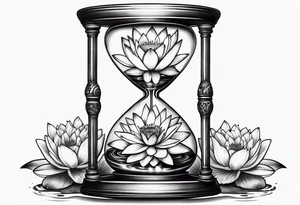 Hourglass with water lilly. tattoo idea